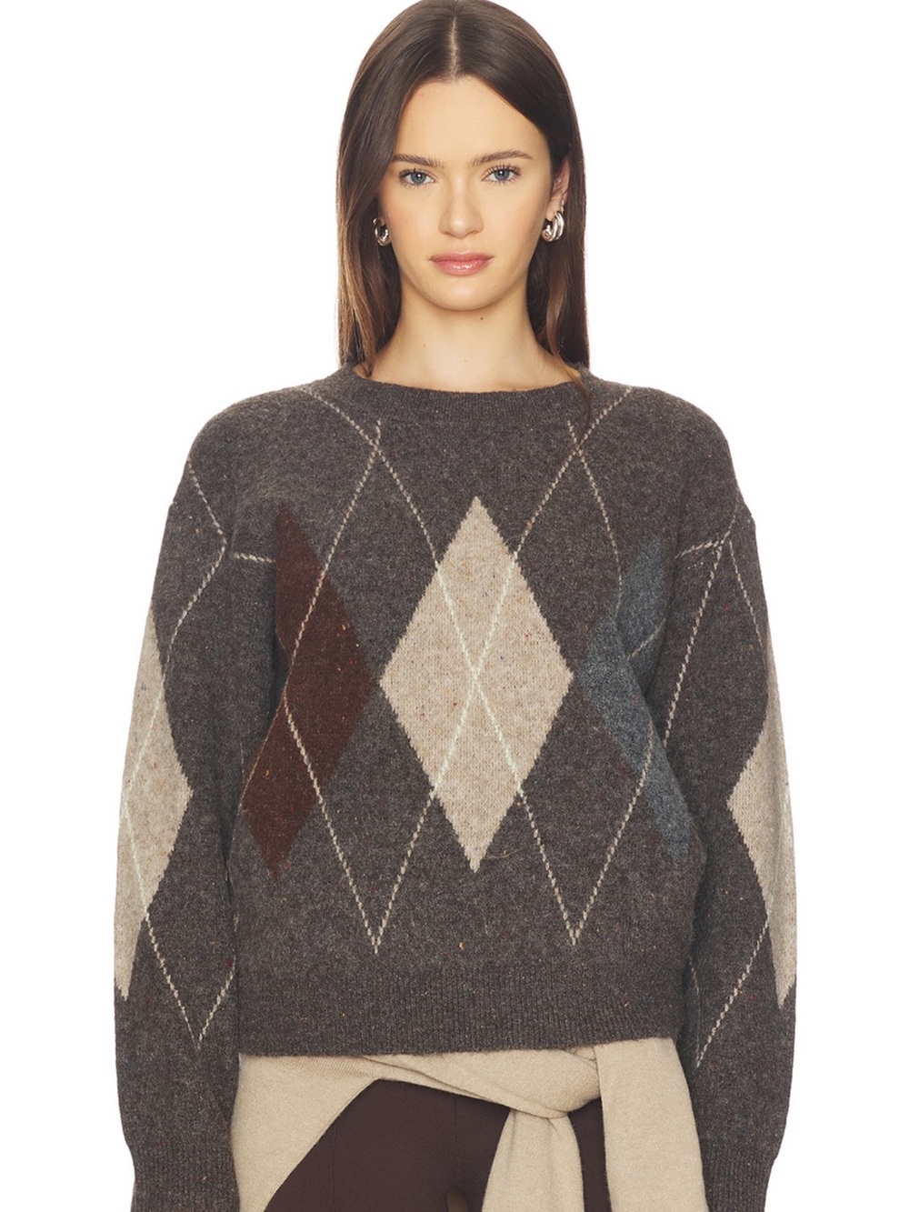 NWOT ASTR the Label Terri Sweater in Grey, Brown & Argyle